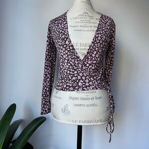 Mango wrap longsleeve floral top